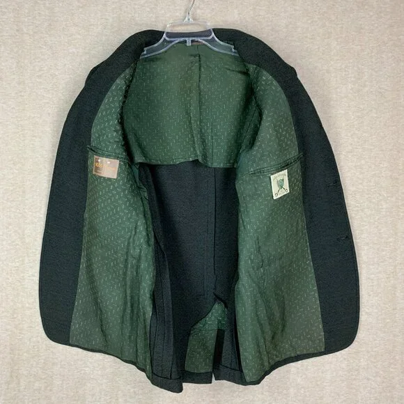 Vintage 60s Jacket Size 42L Green Wool Blazer Suit Sport Coat 1950s Academia